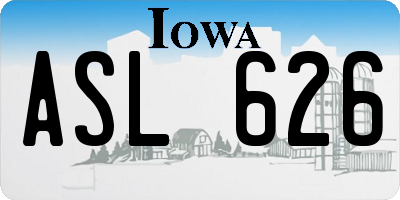 IA license plate ASL626
