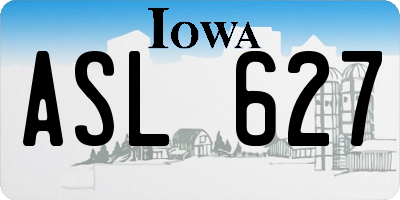 IA license plate ASL627