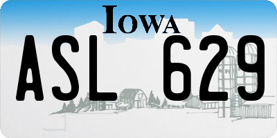 IA license plate ASL629