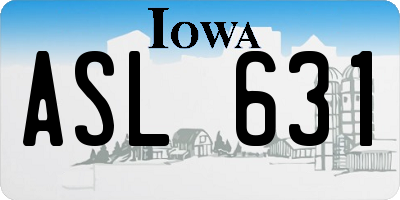 IA license plate ASL631