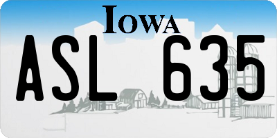 IA license plate ASL635