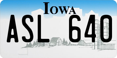 IA license plate ASL640
