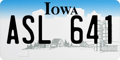IA license plate ASL641
