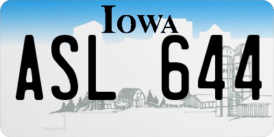 IA license plate ASL644