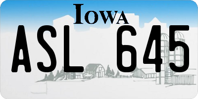 IA license plate ASL645