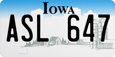 IA license plate ASL647
