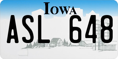 IA license plate ASL648