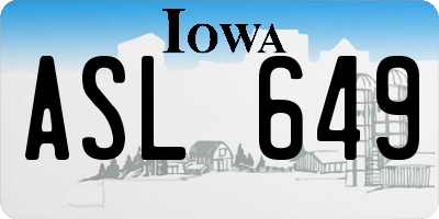 IA license plate ASL649