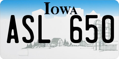IA license plate ASL650