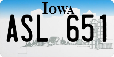 IA license plate ASL651
