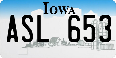 IA license plate ASL653