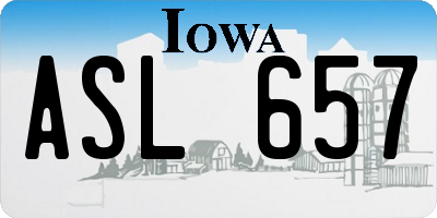 IA license plate ASL657