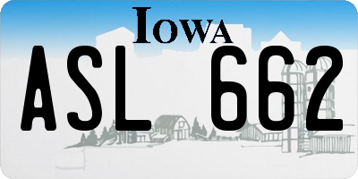IA license plate ASL662