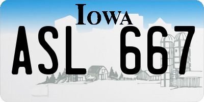 IA license plate ASL667