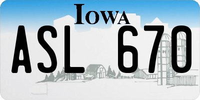 IA license plate ASL670