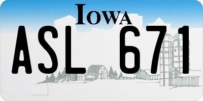 IA license plate ASL671