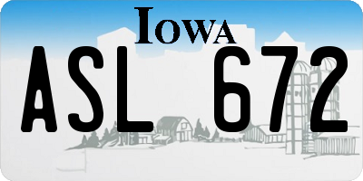 IA license plate ASL672