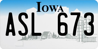 IA license plate ASL673
