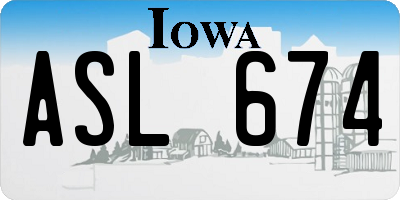 IA license plate ASL674