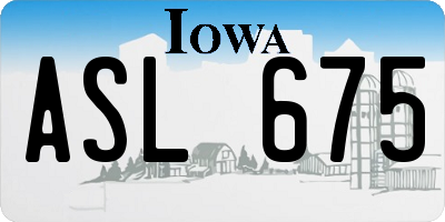 IA license plate ASL675