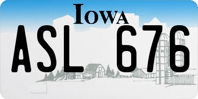 IA license plate ASL676