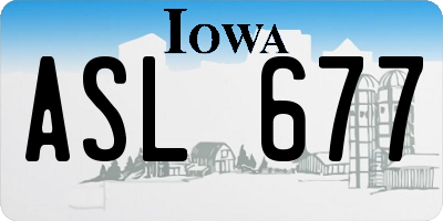 IA license plate ASL677