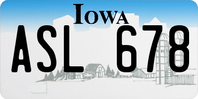 IA license plate ASL678