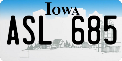 IA license plate ASL685