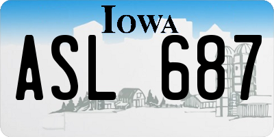 IA license plate ASL687