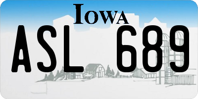 IA license plate ASL689