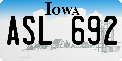 IA license plate ASL692