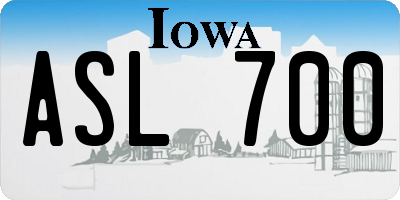 IA license plate ASL700