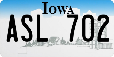 IA license plate ASL702