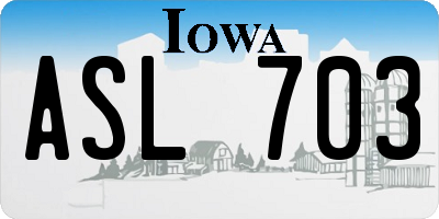IA license plate ASL703