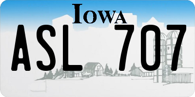 IA license plate ASL707