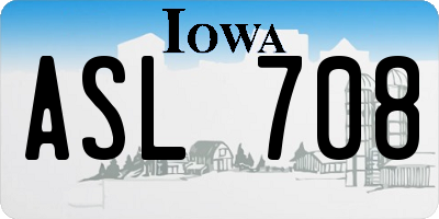 IA license plate ASL708