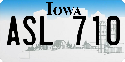 IA license plate ASL710