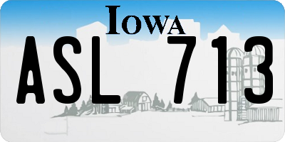 IA license plate ASL713