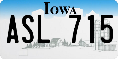 IA license plate ASL715