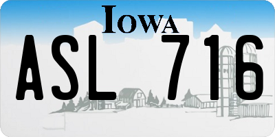 IA license plate ASL716