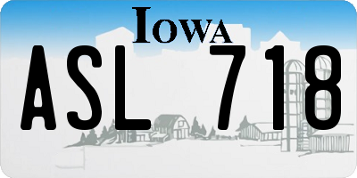IA license plate ASL718