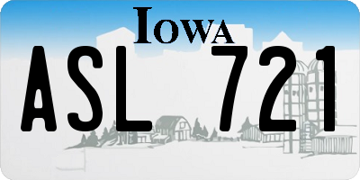IA license plate ASL721