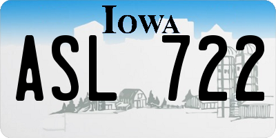 IA license plate ASL722