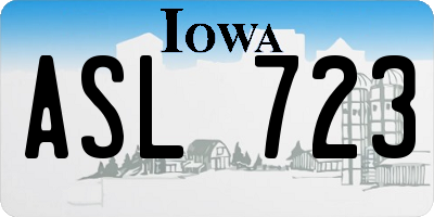 IA license plate ASL723