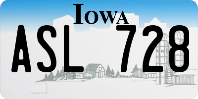 IA license plate ASL728