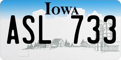 IA license plate ASL733