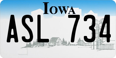 IA license plate ASL734