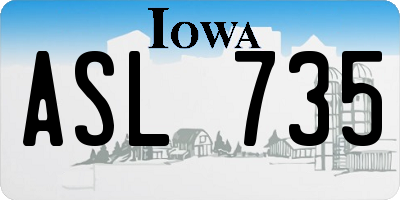 IA license plate ASL735