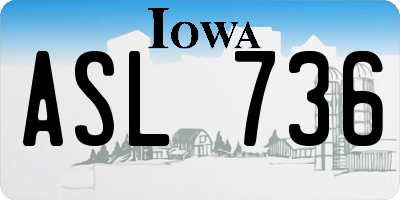 IA license plate ASL736