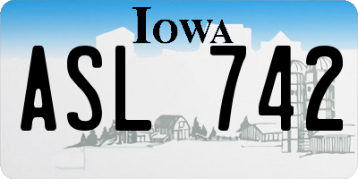 IA license plate ASL742